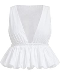 Alaïa - Peplum-Hem Cotton Top - Lyst