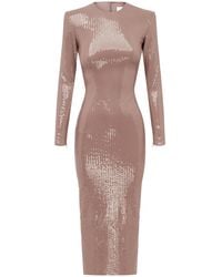 Alex Perry - Sequined Long Sleeve Midi Dress - Lyst
