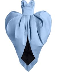 Area Puff Heart Satin Dress - Blue