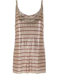 Rabanne - Striped Metallic Mesh Tank Top - Lyst
