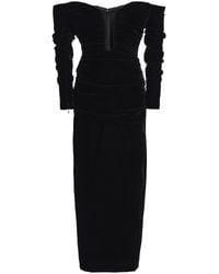 Carolina Herrera - Ruched Off-The-Shoulder Stretch Velvet Midi Dress - Lyst