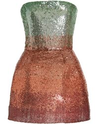 Oscar de la Renta Strapless Sequin-embroidered Mini Dress - Multicolour