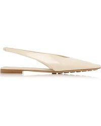 Bottega Veneta - Cushion Lux Leather Slingback Flats - Lyst