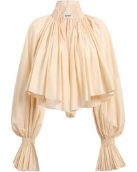KHAITE - Durer Pleated Cotton-Canvas Blouse - Lyst