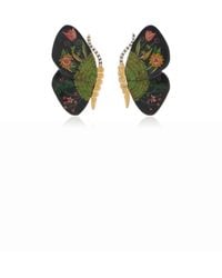 Silvia Furmanovich - Marquetry Wood 18k Yellow Gold Diamond Butterfly Earrings - Lyst