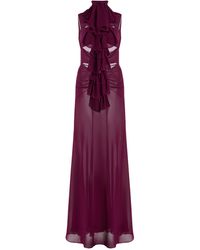 Alaïa - Bow-Detailed Georgette Maxi Dress - Lyst
