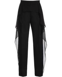 Lanvin - Ruffled Straight-Leg Wool Pants - Lyst