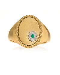 Yvonne Léon - 9k Yellow Gold, Diamond, And Emerald Ring - Lyst