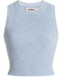 Norba - Ribbed-knit Cotton-blend Crop Top - Lyst