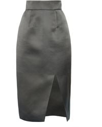 Miu Miu - High-rise Silk Satin Midi Skirt - Lyst