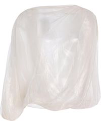 SEV - Single-Sleeve Draped Shinny Voile Top - Lyst