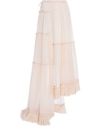 Dries Van Noten - Sunia Bis Asymmetric Washed Mousseline-Silk Maxi Skirt - Lyst