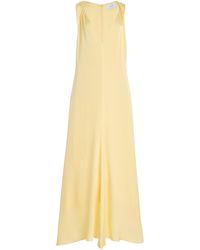 Bondi Born - Ardea Twist-Shoulder Hammered-Satin Maxi Dress - Lyst