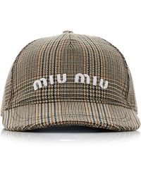 Miu Miu - Checked Wool Baseball Cap - Lyst