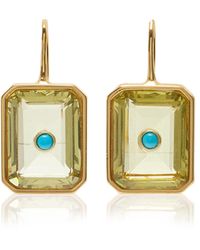 Lizzie Fortunato - Tile Turquoise, Crystal Gold-plated Earrings - Lyst