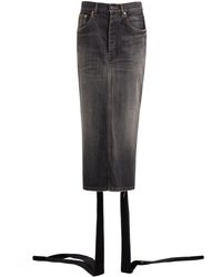 Balenciaga - Lace-Up Denim Midi Skirt - Lyst