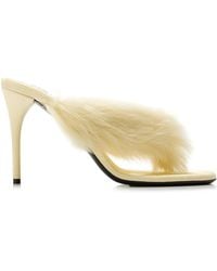 Alaïa - Shearling-Trimmed Suede Thong Sandals - Lyst