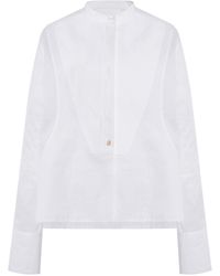 Jil Sander - Collarless Cotton Button-down Shirt - Lyst