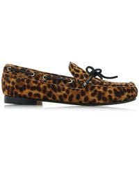 Frēda Salvador - Morgan Leopard Pony Hair Boat Shoes - Lyst