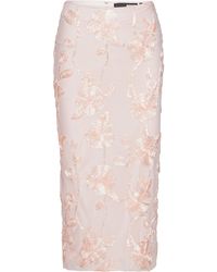 ROTATE BIRGER CHRISTENSEN - Floral-Appliquéd Mesh Midi Skirt - Lyst
