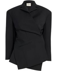 KHAITE - Palto Wool-Silk Cady Wrap Jacket - Lyst