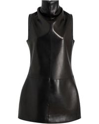 KHAITE - Daria Leather Turtleneck Mini Dress - Lyst