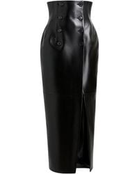 KHAITE - Luiza Highrise Plonge Leather Skirt - Lyst