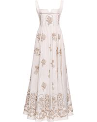 Agua Bendita - Jaspe Embroidered Linen Maxi Dress - Lyst