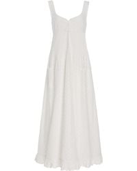 Mirror Palais - Pintuck Eyelet Cotton Maxi Dress - Lyst
