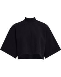 Alaïa - Oversized Cotton-Wool Crop Top - Lyst