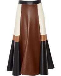 Chloé - Patchwork Leather Midi Skirt - Lyst