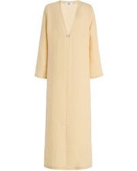 SARA CRISTINA - Pearl-Embellished Linen Maxi Dress - Lyst