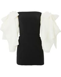 Carolina Herrera - Bow-detailed Off-the-shoulder Crepe Mini Dress - Lyst