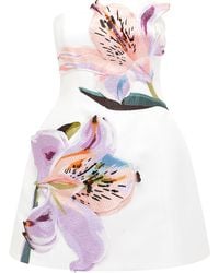 LEO LIN - Rosario Floral-Appliquéd Crepe Mini Dress - Lyst
