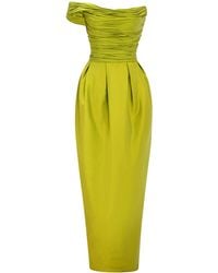 Marmar Halim - Column Pleated Taffeta Gown - Lyst