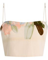 Adam Lippes - Bex Rhododendron-Printed Cotton-Voile Crop Top - Lyst
