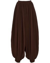 Michael Kors - Sarouel Relaxed Silk Seersucker Wide-Leg Pants - Lyst