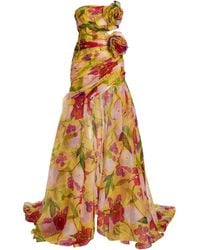 Carolina Herrera - Draped Silk Maxi Dress - Lyst