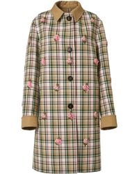 Carolina Herrera - Embroidered Check Plaid Tailoring Coat - Lyst