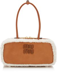 Miu Miu - Arcadie Shearling-Trimmed Nubuck Bag - Lyst