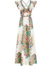 Etro - Ruffled Floral-cotton Maxi Dress - Lyst