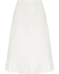 Moré Noir - Venetia Ruched Cotton-Silk Voile Midi Skirt - Lyst