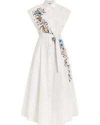 Adam Lippes - Dejeuner Embroidered Cotton Poplin Maxi Dress - Lyst