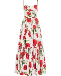 Oscar de la Renta - Floral-printed Cotton Poplin Maxi Dress - Lyst