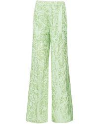 La Fuori - Mistleaf Ruffled Printed Satin Wide-Leg Pants - Lyst