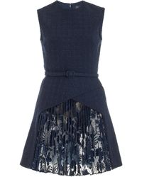 Oscar de la Renta - Pleated Wool-tweed Mini Dress - Lyst