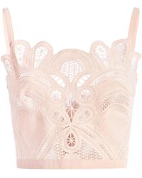 Elie Saab - Embroidered Eyelet Crop Top - Lyst
