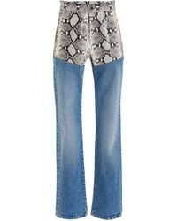 Brandon Maxwell - The Wyatt Leather-Paneled Rigid High-Rise Straight-Leg Jeans - Lyst