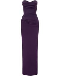 Alex Perry - Sweetheart Draped Satin Crepe Maxi Dress - Lyst