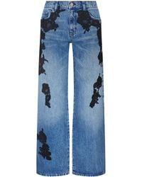 LoveShackFancy - Bambie Lace-Embellished Mid-Rise Straight-Leg Jeans - Lyst